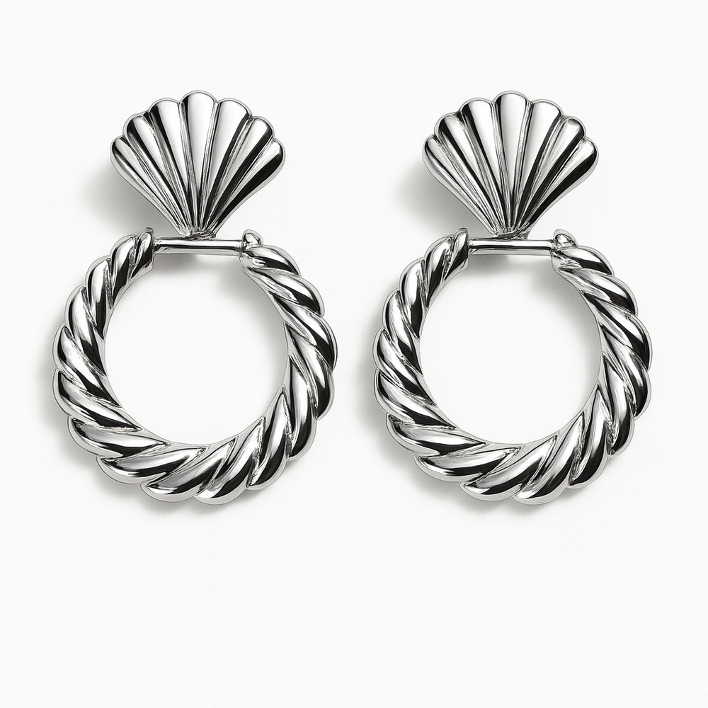 Silver Shell Design Earrings